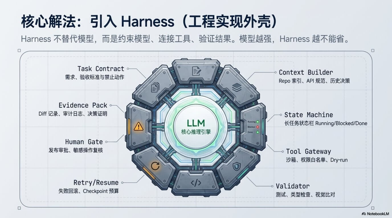 PPT 配图:Harness 是围绕模型的工程外壳